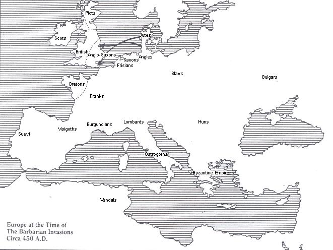 The Barbarian Invasions Circa 450 A.D.